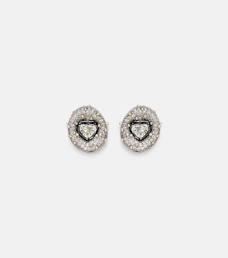 18kt white gold earrings with diamonds and enamel | Kamyen