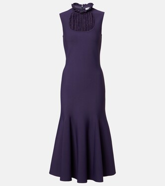 Lace-trimmed ruffled midi dress | McQueen