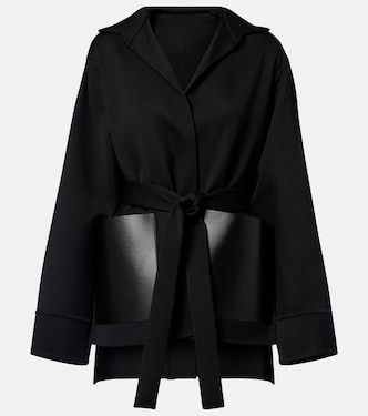 Leather-trimmed virgin wool wrap jacket | Alaïa