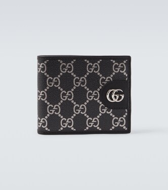 GG leather-trimmed bifold wallet | Gucci