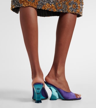 Satin wedge mules in purple - Dries Van Noten | Mytheresa