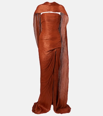 Draped pleated scarf-detail gown | Marmar Halim