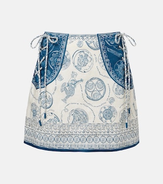 Lucky printed linen miniskirt | Alémais
