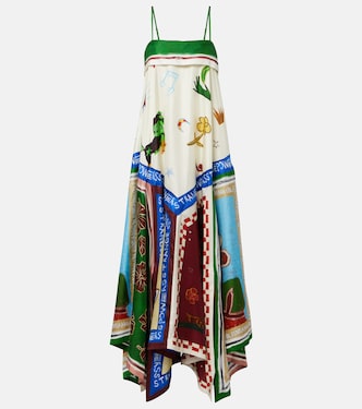 x MLAK Tangible Love printed silk midi dress | Alémais