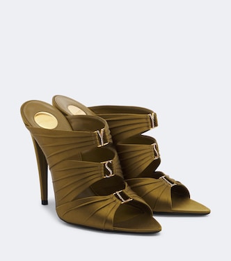 Emilie embellished crêpe satin mules | Saint Laurent