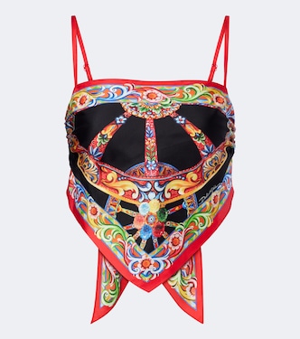 Cropped-Top Carretto aus Seiden-Twill | Dolce&Gabbana