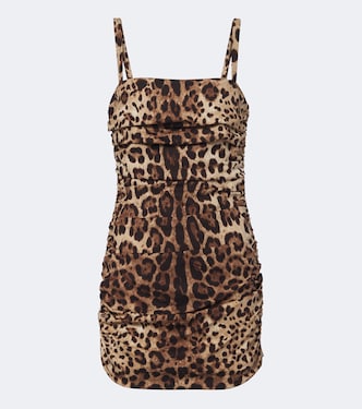 Vestido corto en mezcla de seda estampado | Dolce&Gabbana