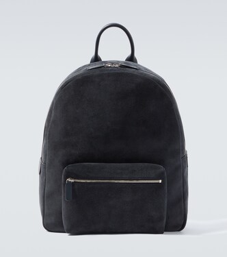 Leather-trimmed suede backpack | Kiton