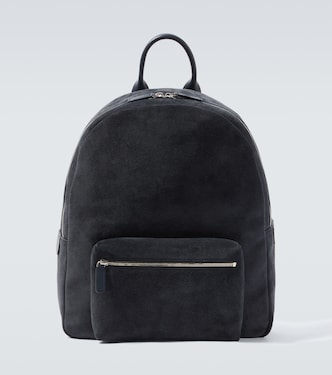 Leather-trimmed suede backpack | Kiton