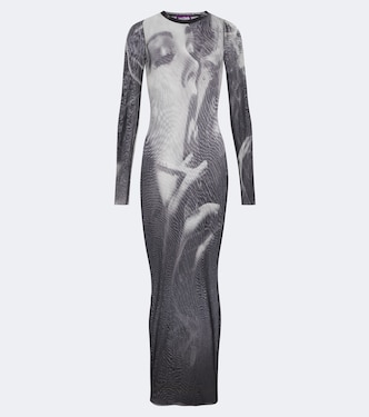 Bedrucktes Maxikleid aus Mesh | Jean Paul Gaultier
