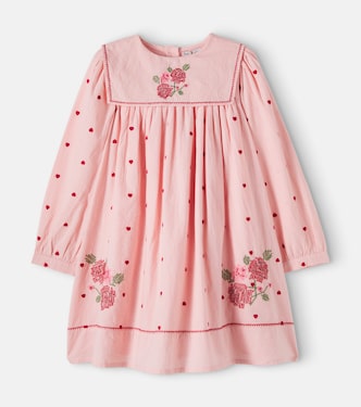 Rose embroidered cotton dress | Bebe Organic