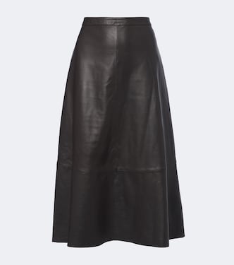 Leather midi skirt | Yves Salomon