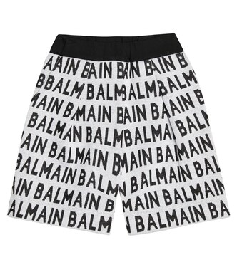 Logo jacquard cotton shorts | Balmain Kids
