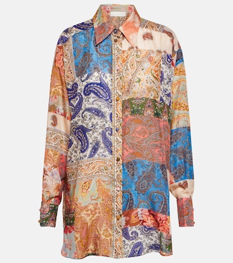 Devi oversized patchwork silk shirt | Zimmermann