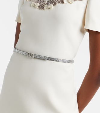 VLogo Signature embellished leather belt in silver - Valentino Garavani | Mytheresa VLogo Signature embellished leather belt in silver - Valentino Garavani | Mytheresa