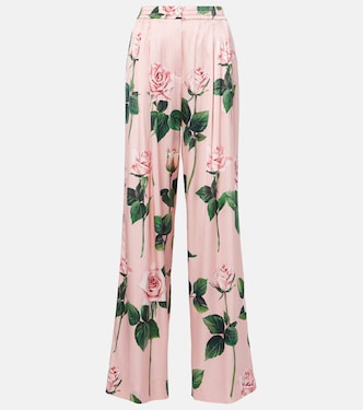 Pantalon ample en soie mélangée a fleurs | Dolce&Gabbana