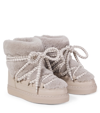 Leather-trimmed shearling snow boots   | Inuikii Kids