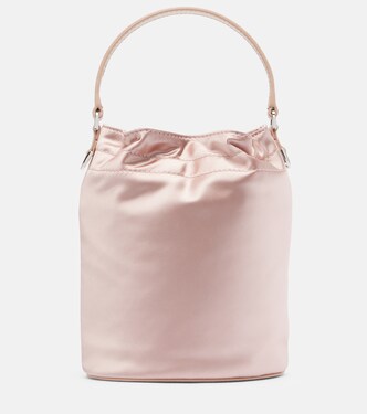 Lila leather-trimmed satin bucket bag | Staud