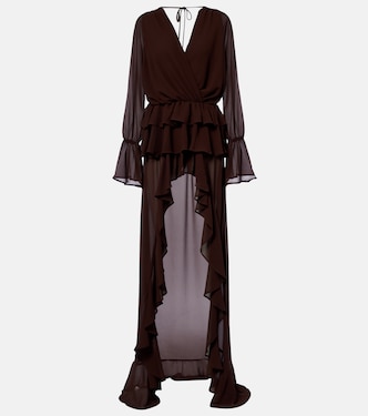 Giselle asymmetric tiered maxi dress | Bananhot