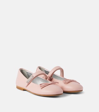 Bow-detail leather Mary Jane flats | Monnalisa