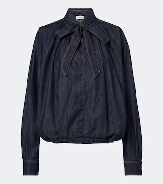 Tie-neck denim blouse | Dries Van Noten