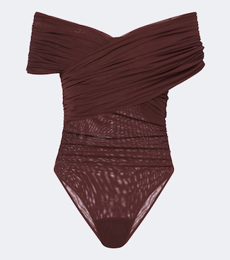 Off-shoulder mesh bodysuit | SIR