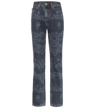Printed high-rise straight jeans | Ganni