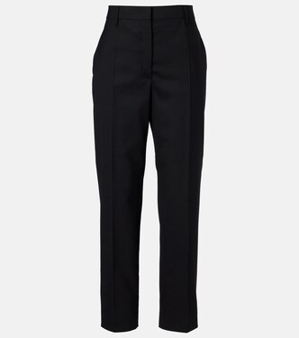 High-rise wool straight pants | Prada