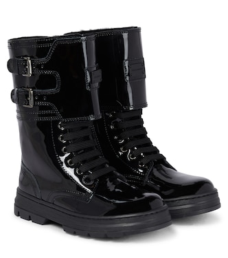 Patent leather combat boots | Dolce&Gabbana Kids