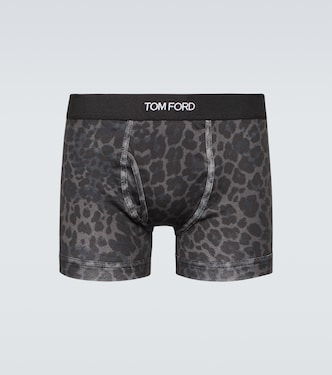 Leopard-print cotton-blend boxer briefs | Tom Ford