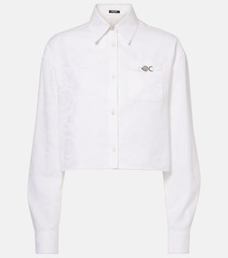 Barocco jacquard cropped cotton shirt | Versace