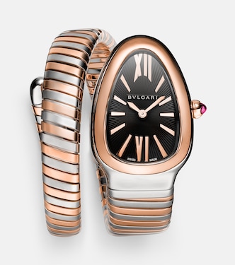 Serpenti Tubogas 35mm 18kt rose gold and stainless steel watch | Bvlgari
