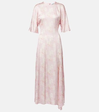 Robe longue en satin à fleurs | Ganni