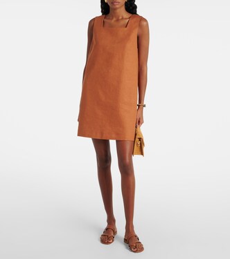 chinese dress ladies Mini Shift Dress in Stretch Linen