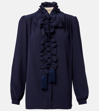 Ruffled silk crêpe de chine blouse | Valentino