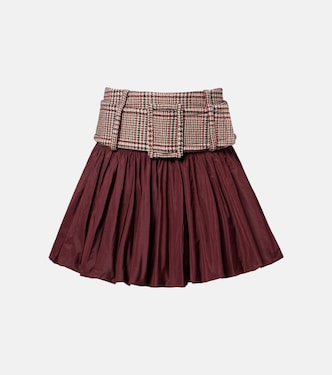 Checked ruched virgin wool miniskirt | Patou