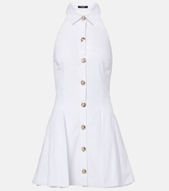 Halterneck cotton poplin minidress | Balmain