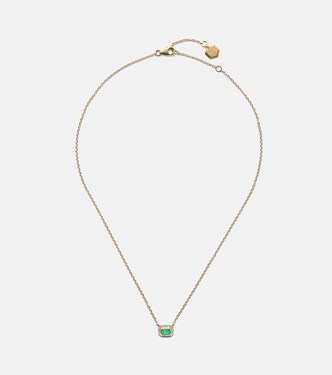 18kt gold pendant necklace with emerald and diamonds | Shay Jewelry