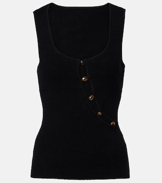 Chiara cutout cotton-blend bouclé tank top | SIR