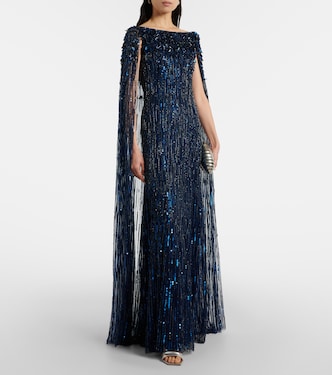 jenny packham blue sequin dress Goldfinger