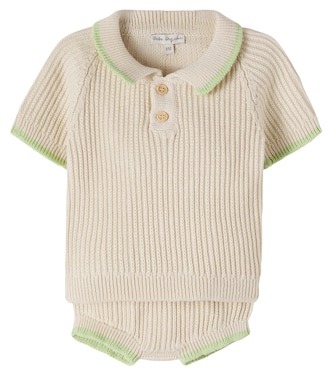 Baby Oliver cotton polo sweater and shorts set | Bebe Organic