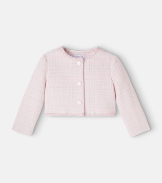 Cropped cotton-blend lamé tweed jacket | Monnalisa