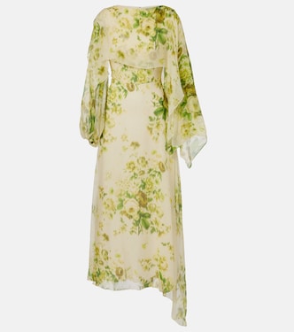 Draped floral silk creponne midi dress | Erdem