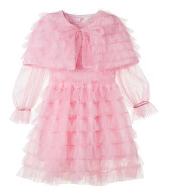 Cape-detail ruffled tulle dress | Petite Amalie  