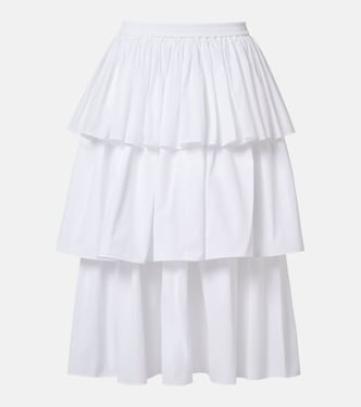 Ruffled tiered cotton midi skirt | Alaïa