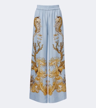 Printed silk twill palazzo pants | La DoubleJ