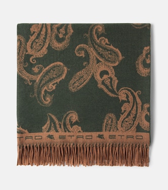 Fringed paisley wool throw | Etro