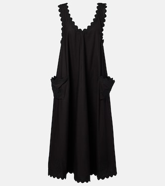 Embroidered scalloped cotton poplin midi dress | Juliet Dunn