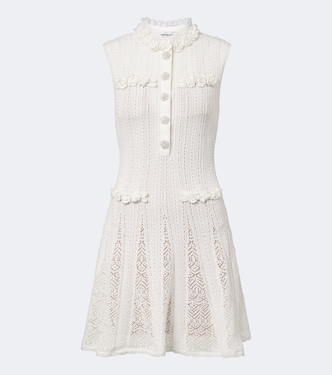 Embellished knitted cotton minidress | Self-Portrait