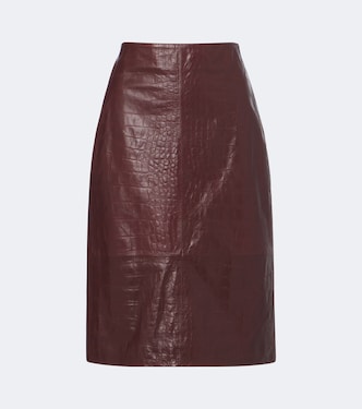 Nathaly croc-effect leather midi skirt | Arma